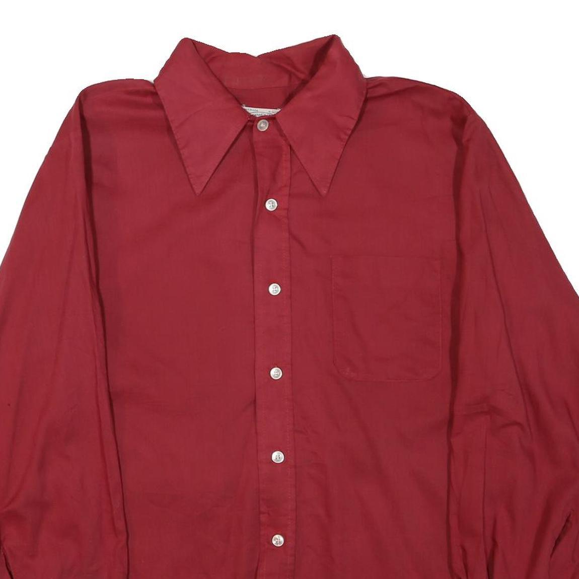 DONLIN Mens Red Shirt M Button Down Collar Long Sleeve Polyester Blend