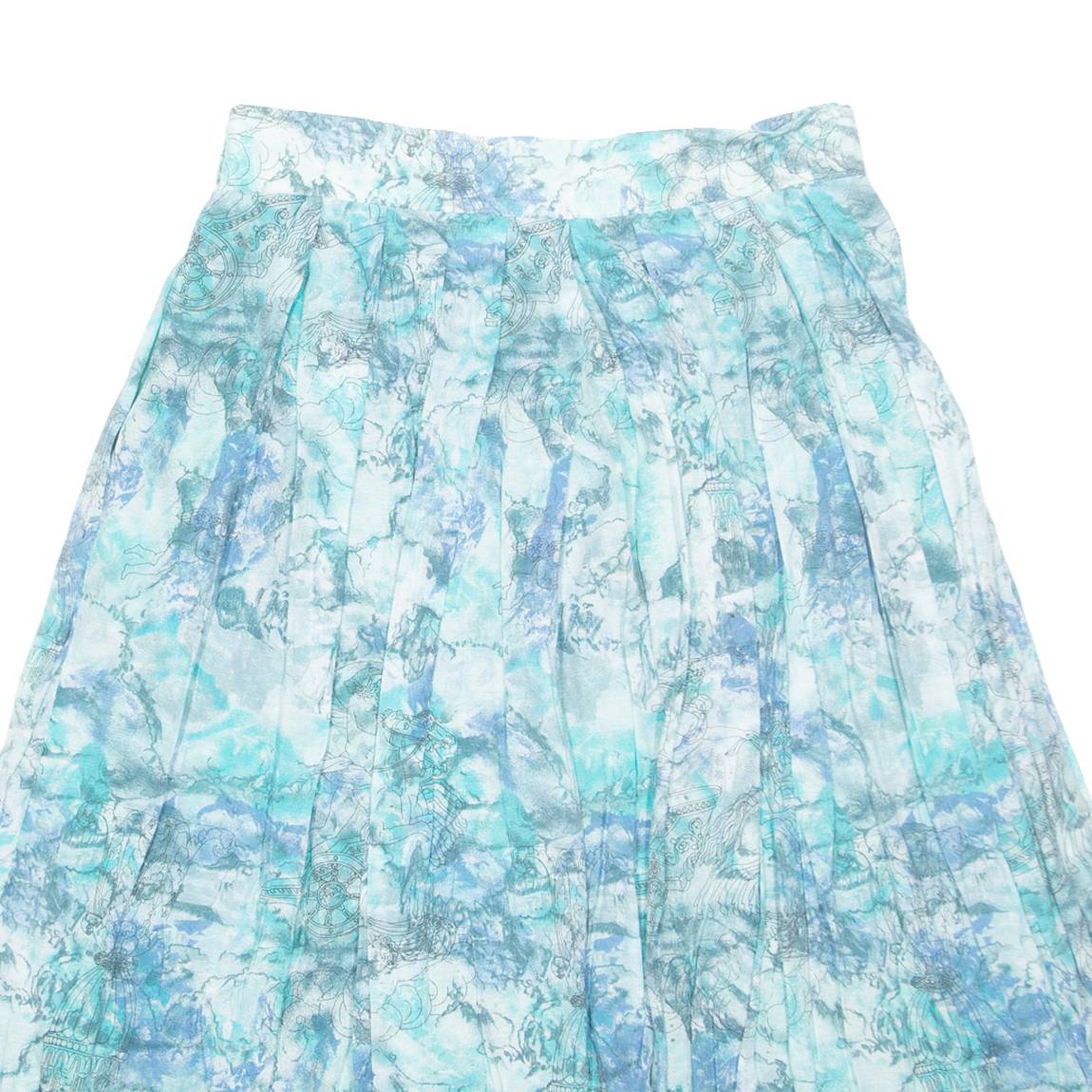 NICOLE Womens A-Line Skirt Blue Midi Crazy Pattern M