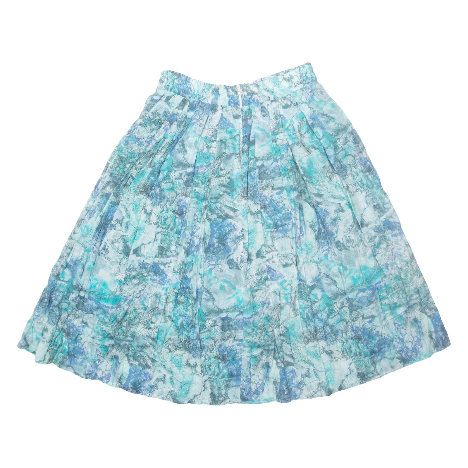 NICOLE Womens A-Line Skirt Blue Midi Crazy Pattern M