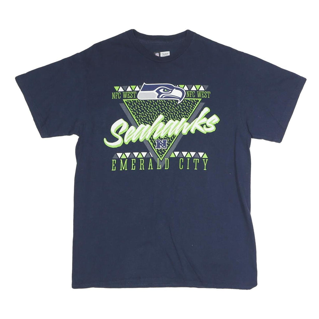 NFL Mens Blue Seahawks Graphic T-Shirt M Short Sleeve Crew Neck American