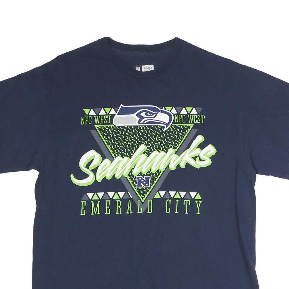 NFL Mens Blue Seahawks Graphic T-Shirt M Short Sleeve Crew Neck American
