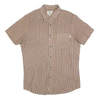 TIMBERLAND Mens Brown Check Shirt S Cotton Blend Casual Button Down
