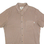 TIMBERLAND Mens Brown Check Shirt S Cotton Blend Casual Button Down