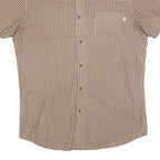 TIMBERLAND Mens Brown Check Shirt S Cotton Blend Casual Button Down