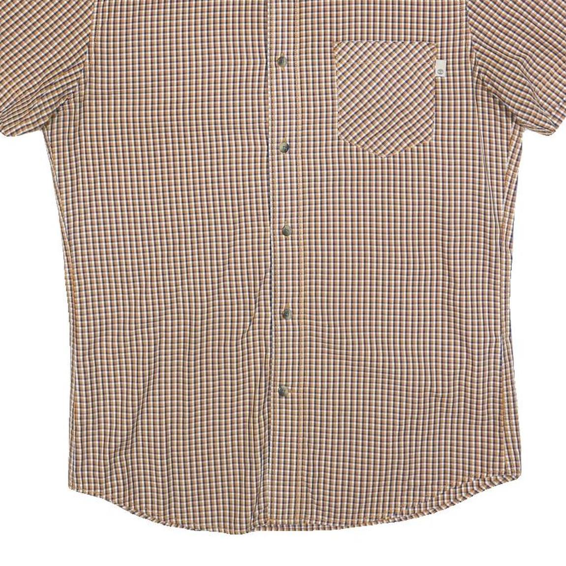 TIMBERLAND Mens Brown Check Shirt S Cotton Blend Casual Button Down