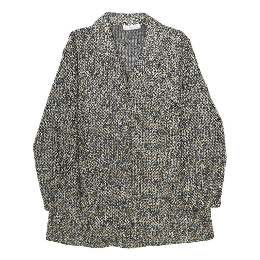 MACELTON Womens Grey & Beige Button Jacket UK 18 Cotton Blend Tweed Classic