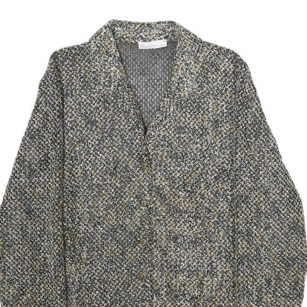 MACELTON Womens Grey & Beige Button Jacket UK 18 Cotton Blend Tweed Classic