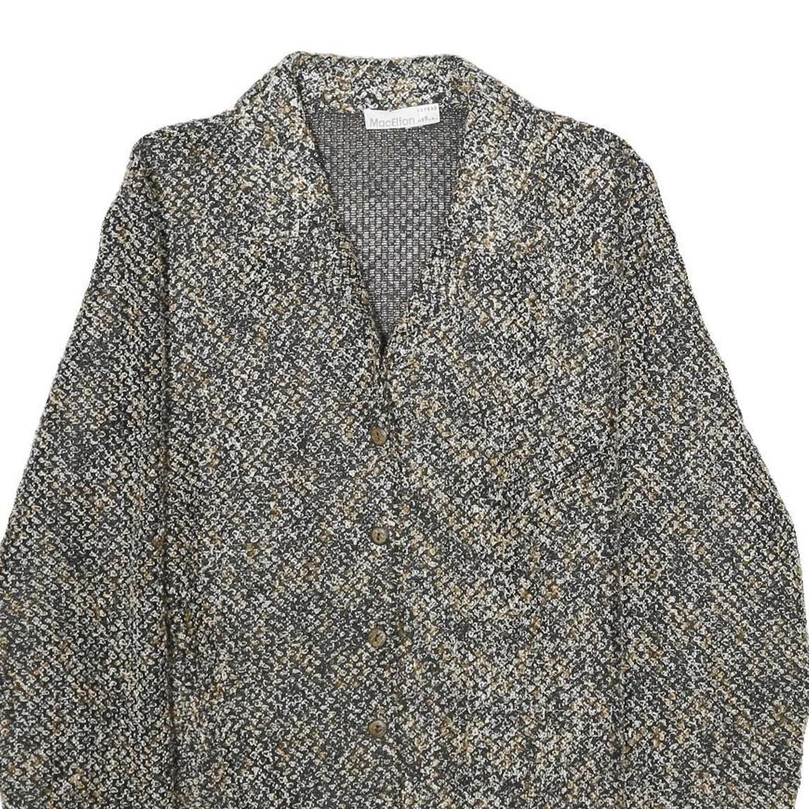 MACELTON Womens Grey & Beige Button Jacket UK 18 Cotton Blend Tweed Classic
