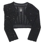 MAX MARA Womens Black Crochet Jacket M Polyester Blend Cropped Stylish