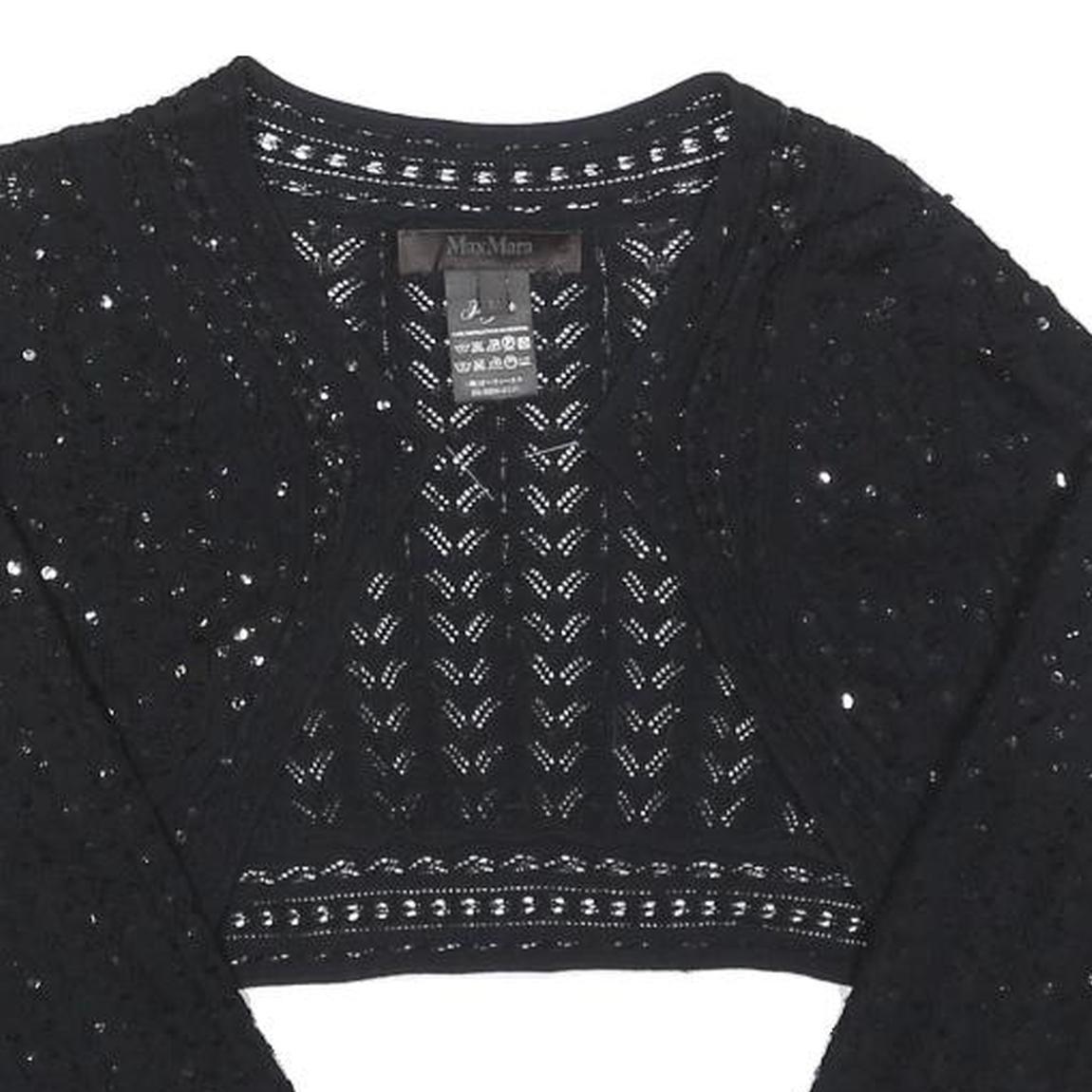 MAX MARA Womens Black Crochet Jacket M Polyester Blend Cropped Stylish