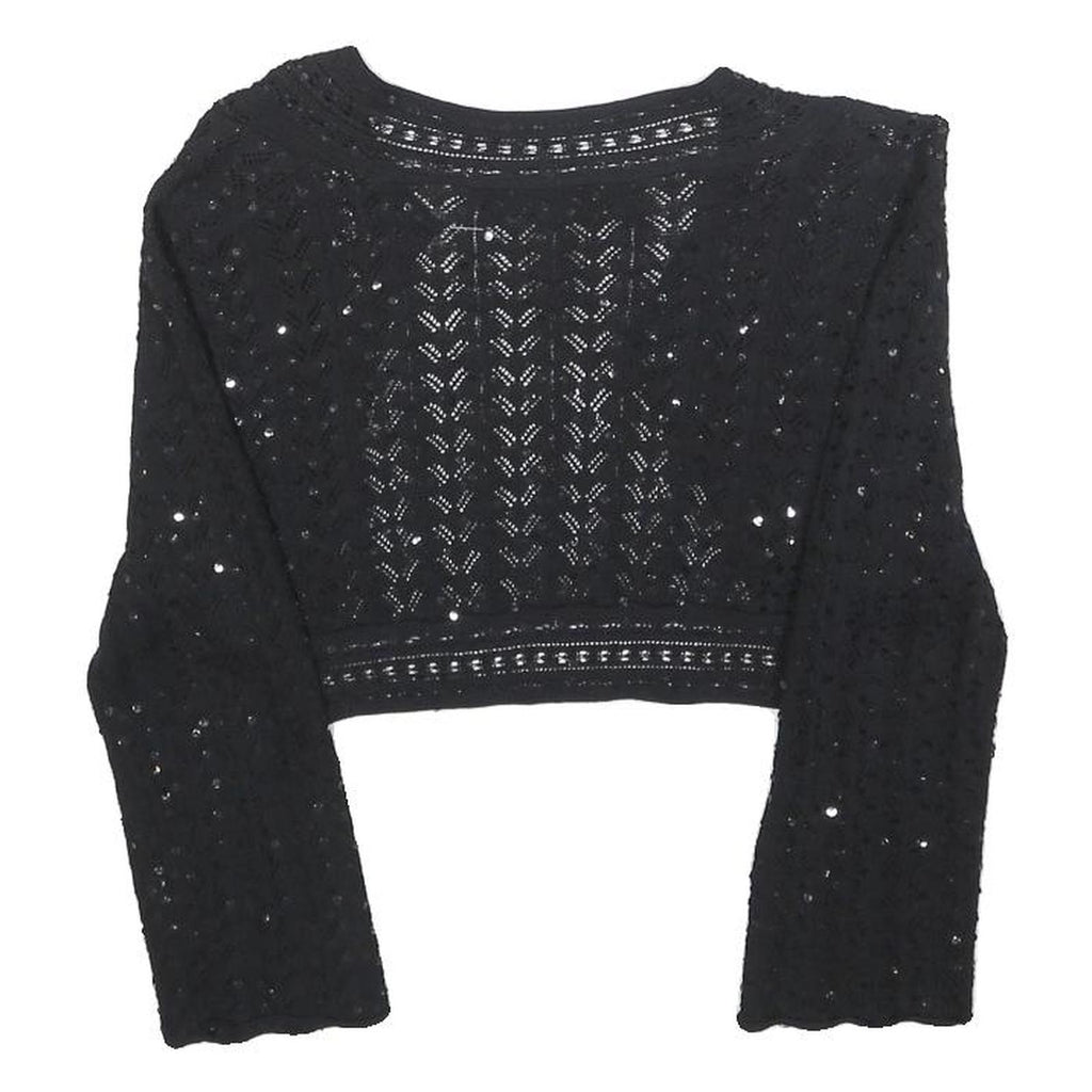 MAX MARA Womens Black Crochet Jacket M Polyester Blend Cropped Stylish