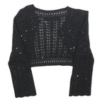 MAX MARA Womens Black Crochet Jacket M Polyester Blend Cropped Stylish