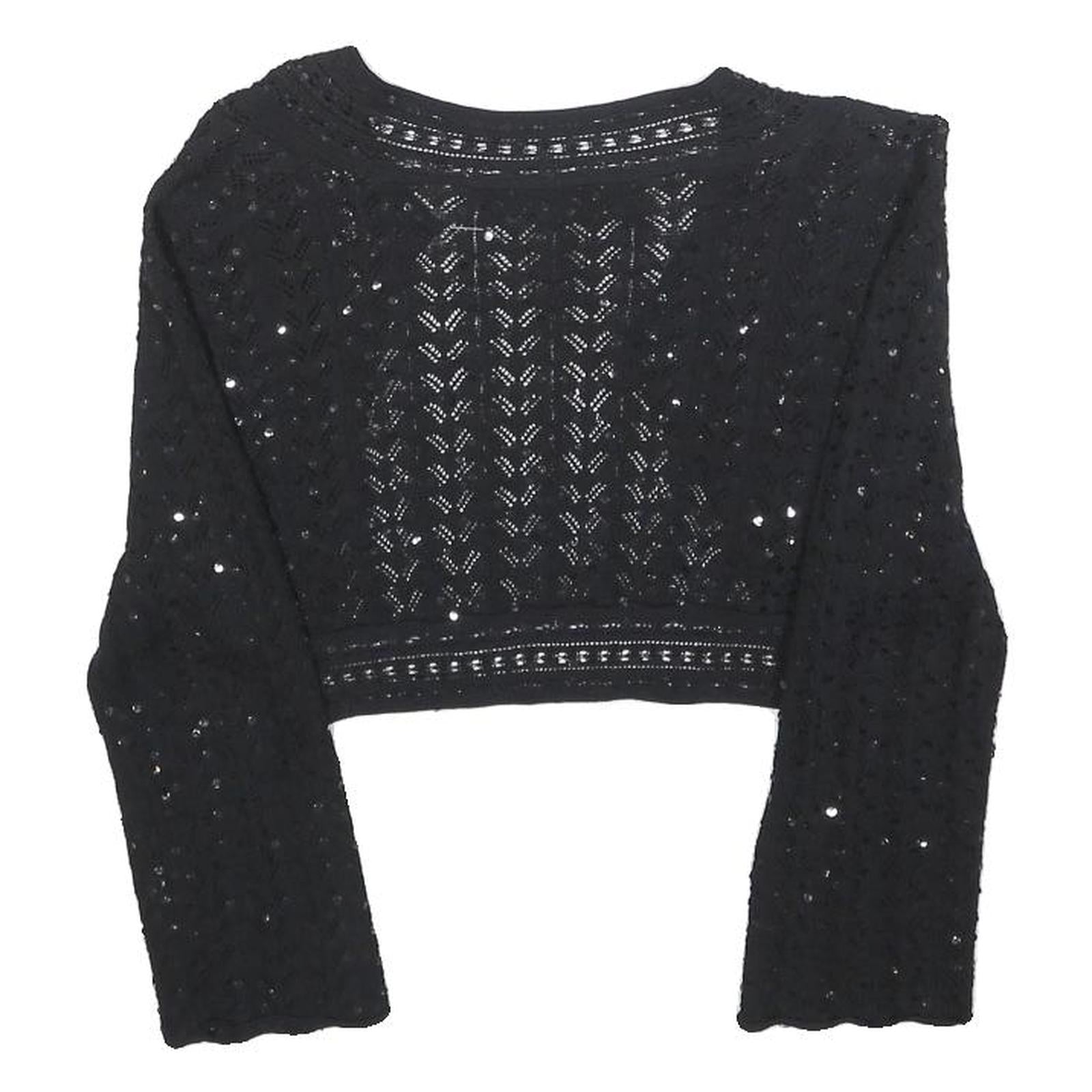 MAX MARA Womens Black Crochet Jacket M Polyester Blend Cropped Stylish