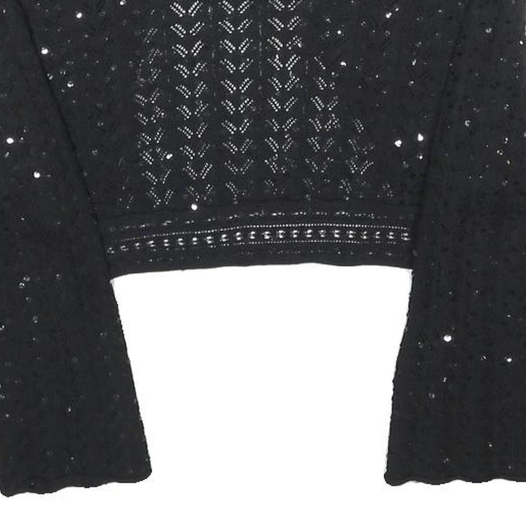 MAX MARA Womens Black Crochet Jacket M Polyester Blend Cropped Stylish