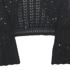 MAX MARA Womens Black Crochet Jacket M Polyester Blend Cropped Stylish