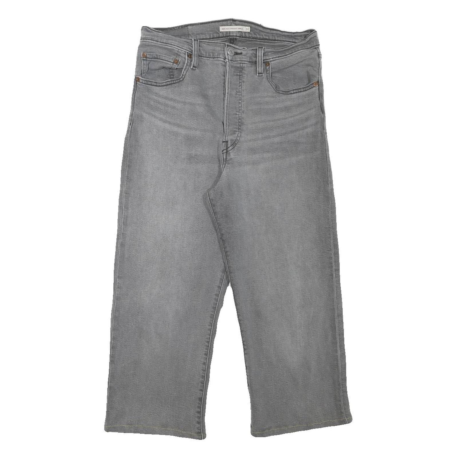 LEVI'S Womens Grey Regular Straight Denim Medium Wash W29 L21 Wide Leg Jeans