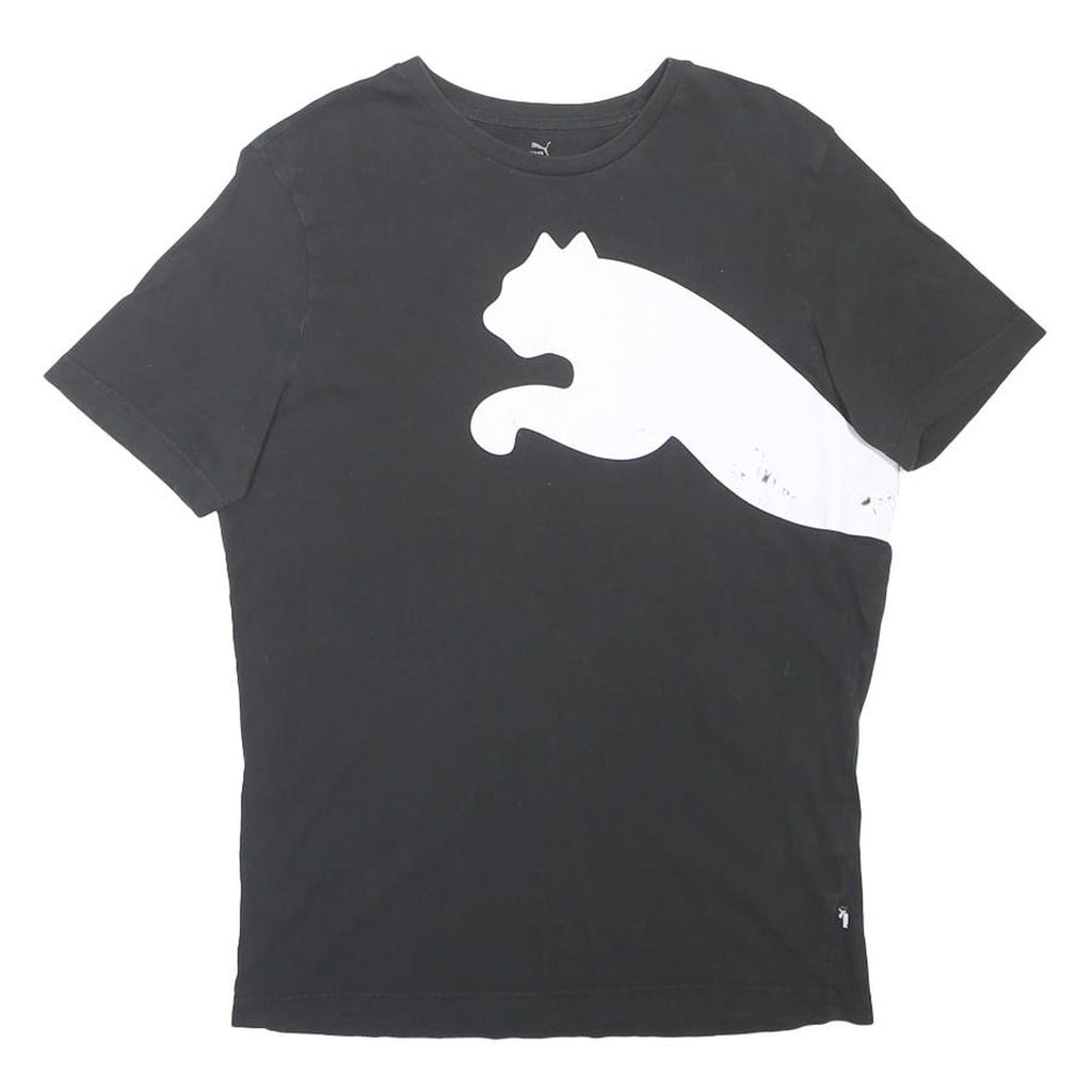PUMA Mens Black Graphic T-Shirt S Short Sleeve Crew Neck Cotton Blend