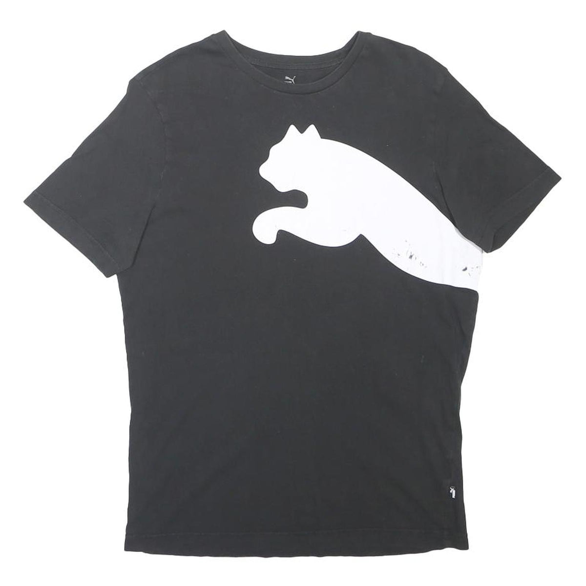PUMA Mens Black Graphic T-Shirt S Short Sleeve Crew Neck Cotton Blend