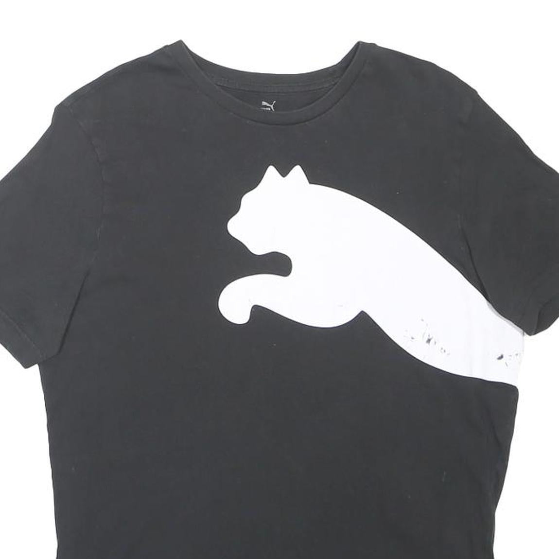 PUMA Mens Black Graphic T-Shirt S Short Sleeve Crew Neck Cotton Blend