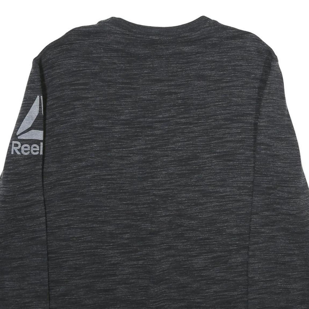 REEBOK Mens Black Crew Neck L Sweatshirt Cotton Blend Casual Sportswear