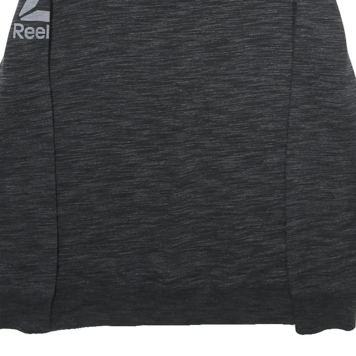 REEBOK Mens Black Crew Neck L Sweatshirt Cotton Blend Casual Sportswear