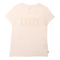 LEVI'S Womens Cream Pink Logo Graphic T-Shirt XS Short Sleeve Crew Neck Casual