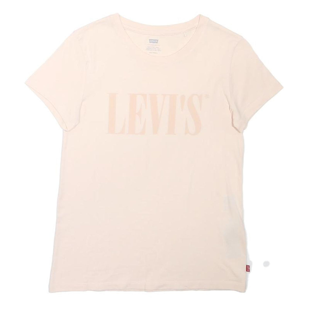 LEVI'S Womens Cream Pink Logo Graphic T-Shirt XS Short Sleeve Crew Neck Casual