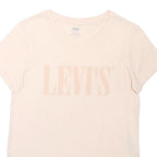 LEVI'S Womens Cream Pink Logo Graphic T-Shirt XS Short Sleeve Crew Neck Casual