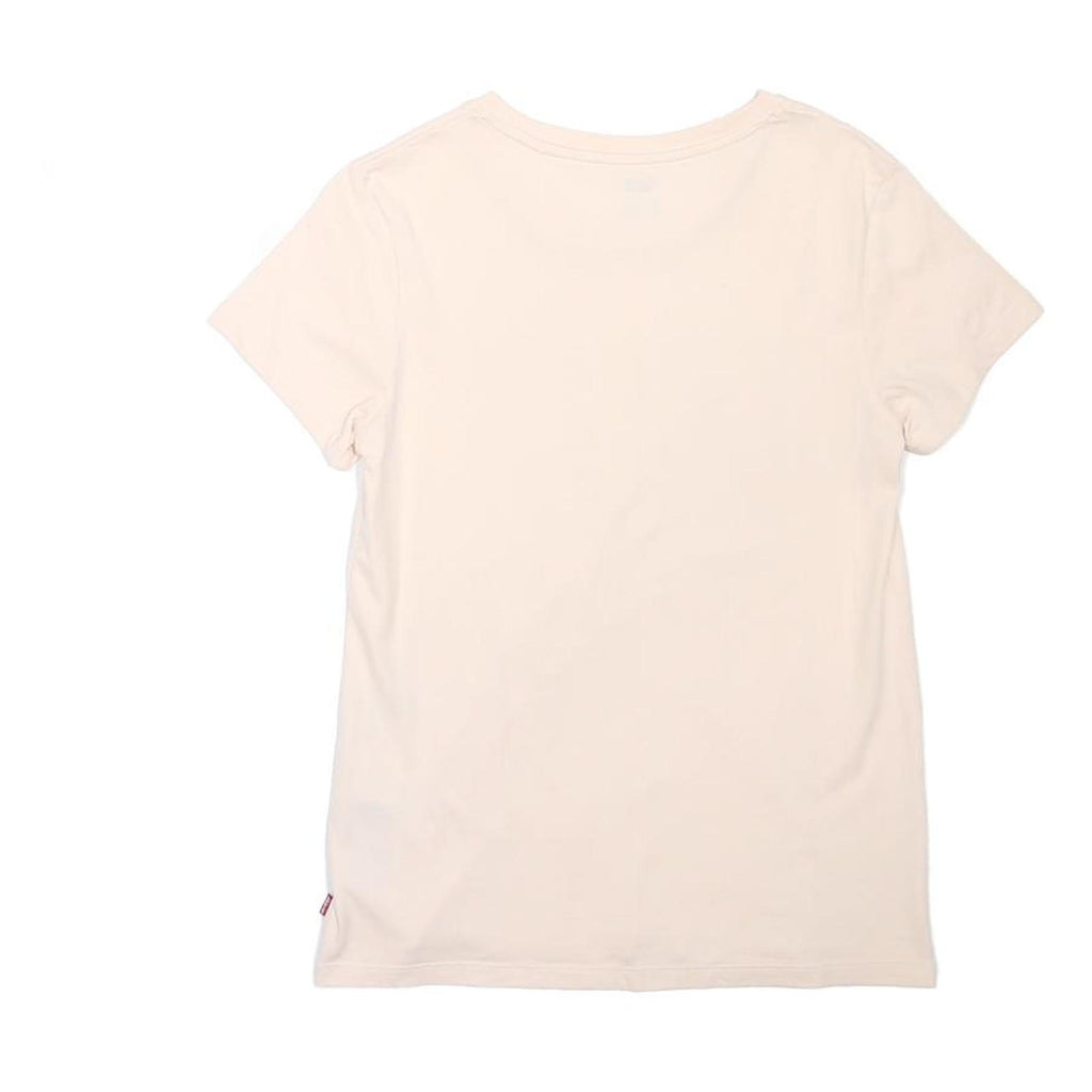 LEVI'S Womens Cream Pink Logo Graphic T-Shirt XS Short Sleeve Crew Neck Casual