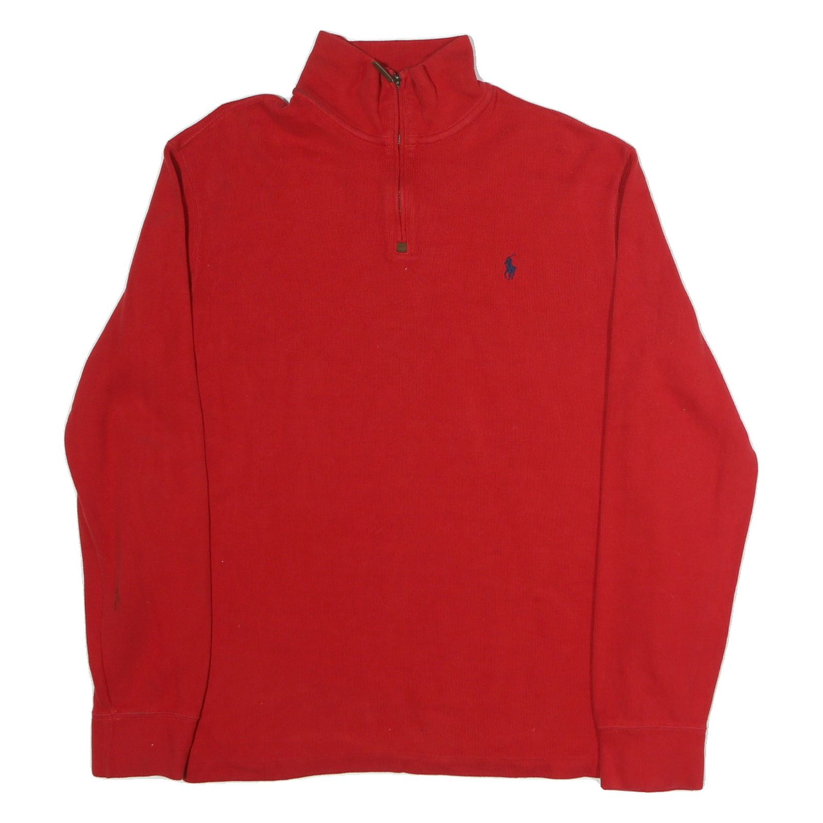 POLO RALPH LAUREN Mens Red Plain Cotton Pullover Crew Neck Jumper L Classic