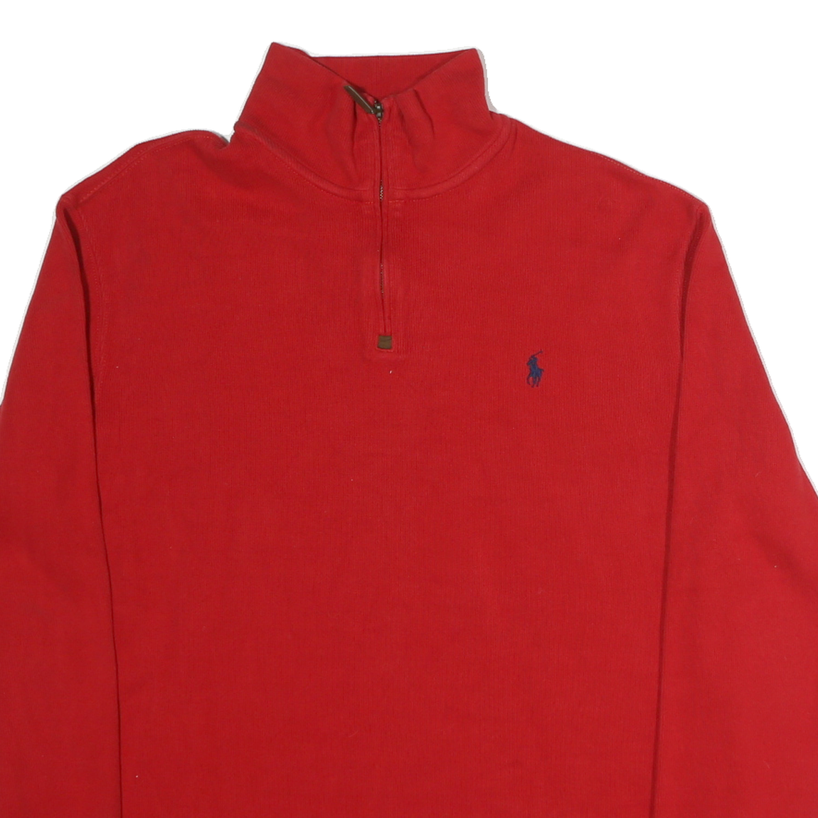 POLO RALPH LAUREN Mens Red Plain Cotton Pullover Crew Neck Jumper L Classic