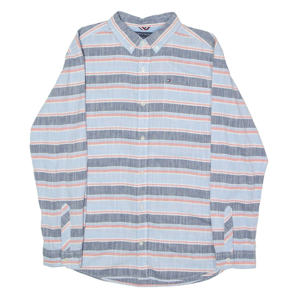 TOMMY HILFIGER Womens Shirt Blue Striped Long Sleeve XL
