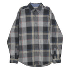 NAUTICA Mens Grey & Beige Check Cotton Shirt L Casual Button-Down Long Sleeve