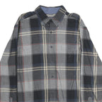 NAUTICA Mens Grey & Beige Check Cotton Shirt L Casual Button-Down Long Sleeve