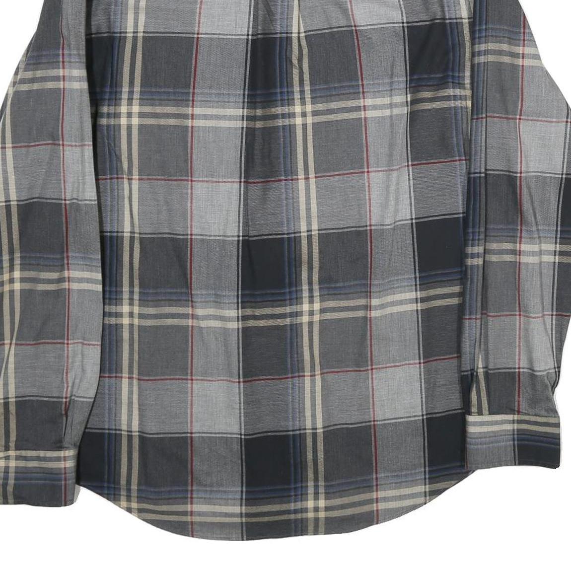 NAUTICA Mens Grey & Beige Check Cotton Shirt L Casual Button-Down Long Sleeve