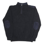 WARREN PARK Mens Black Cotton Patterned Pullover Crew Neck Basic Knit L Jumper