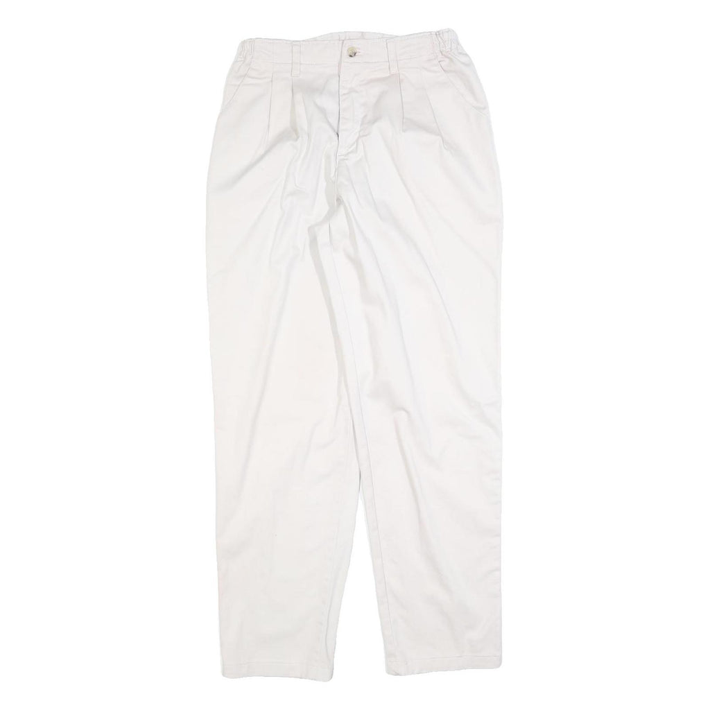 LEE Womens Cotton Blend White Relaxed Trousers W28 L32 Elastic Waist Zip Closure
