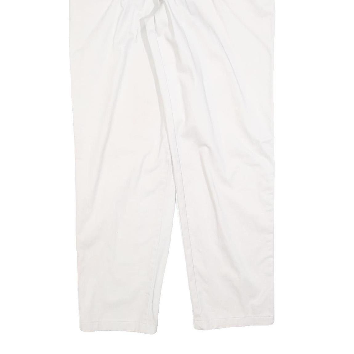 LEE Womens Cotton Blend White Relaxed Trousers W28 L32 Elastic Waist Zip Closure