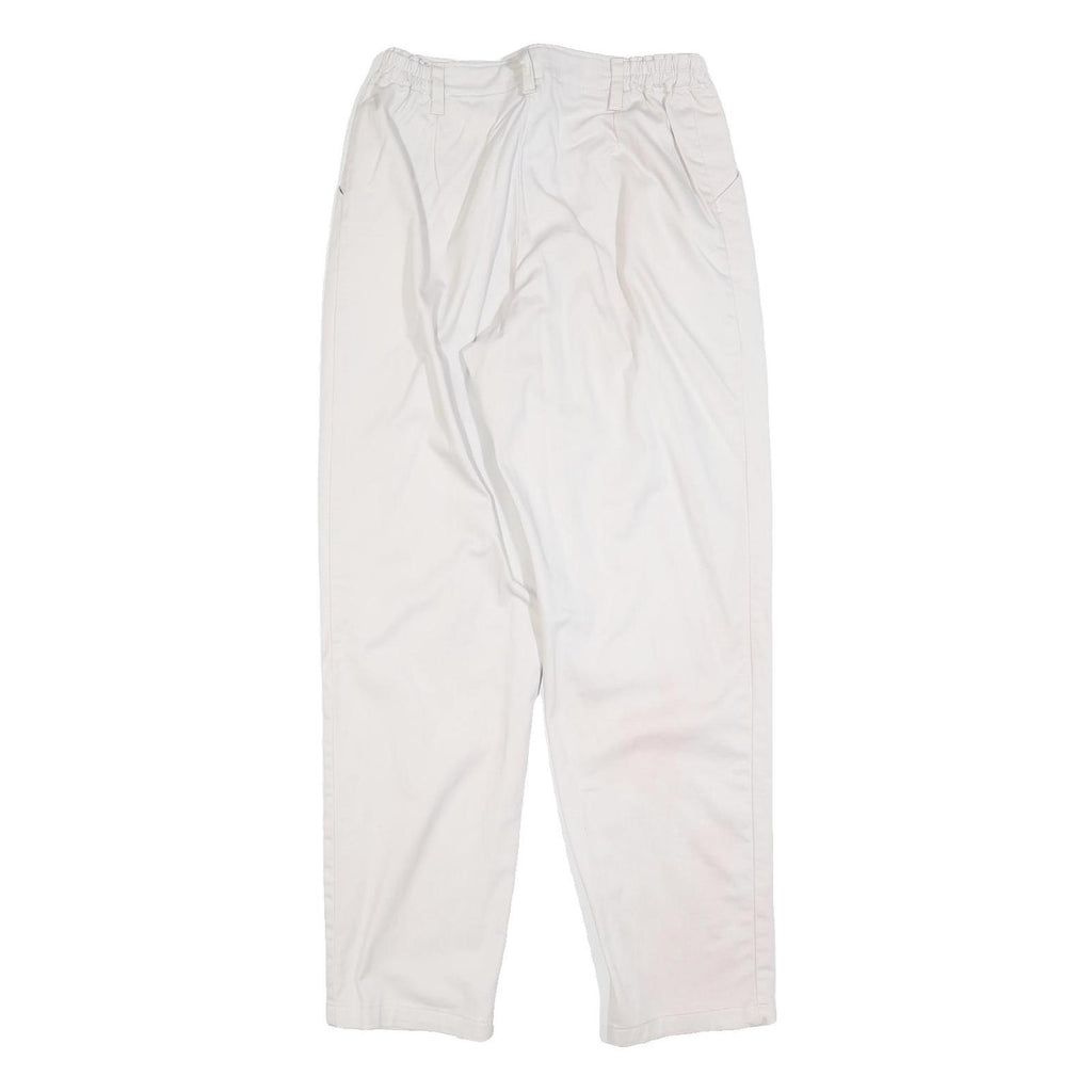 LEE Womens Cotton Blend White Relaxed Trousers W28 L32 Elastic Waist Zip Closure
