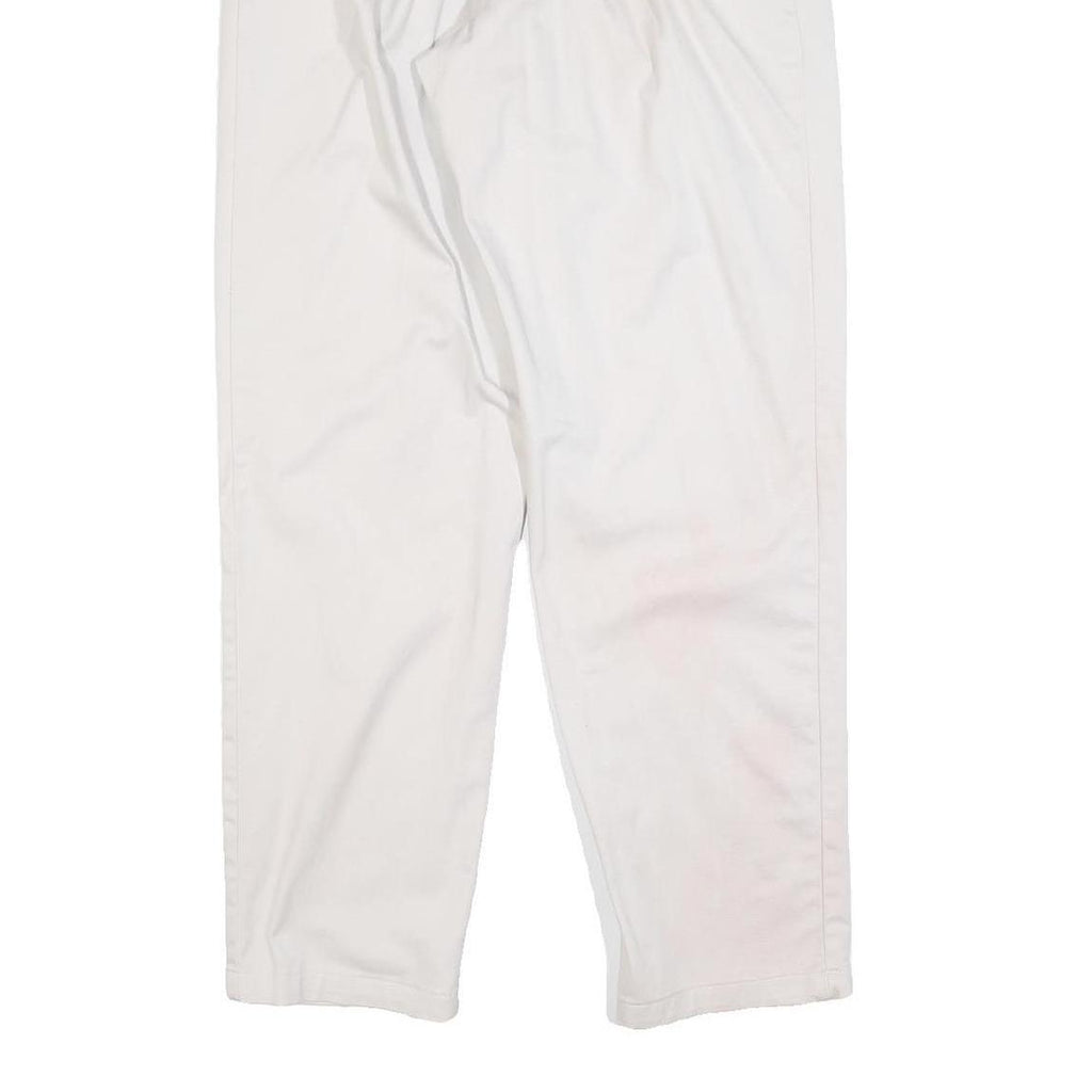LEE Womens Cotton Blend White Relaxed Trousers W28 L32 Elastic Waist Zip Closure