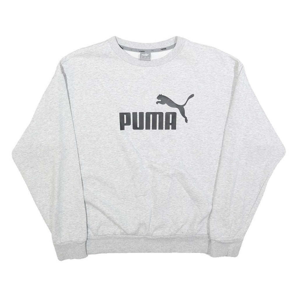 PUMA Womens Grey Cotton Blend Crew Neck M Sweatshirt Logo Print Pullover