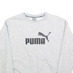 PUMA Womens Grey Cotton Blend Crew Neck M Sweatshirt Logo Print Pullover