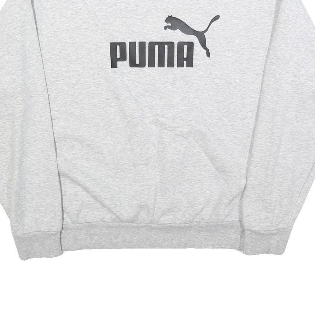 PUMA Womens Grey Cotton Blend Crew Neck M Sweatshirt Logo Print Pullover