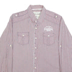 DIESEL Mens Red Blue Check Shirt L Casual Cotton Button Long Sleeve