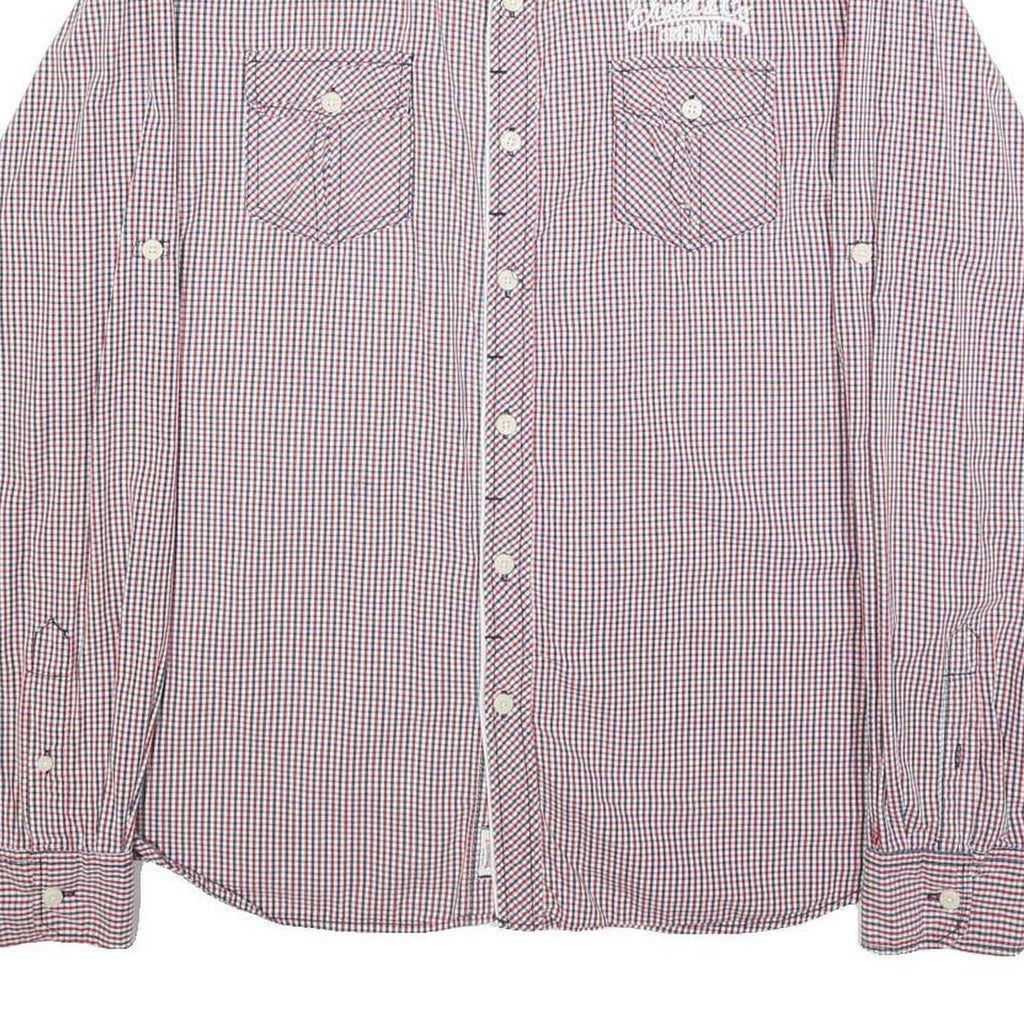 DIESEL Mens Red Blue Check Shirt L Casual Cotton Button Long Sleeve