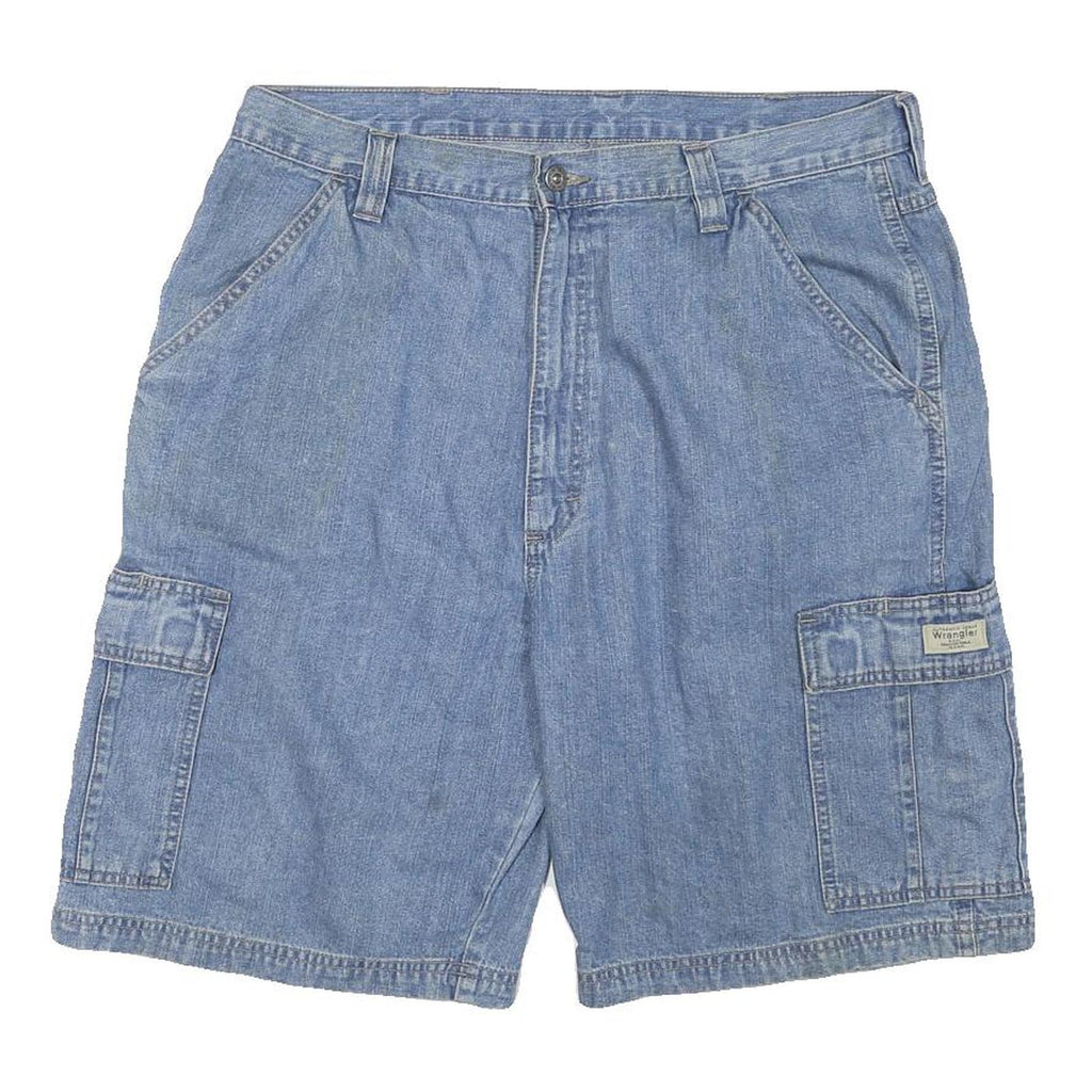 WRANGLER Mens Blue Casual Denim Cargo Shorts XL W36 Relaxed Fit Cotton Blend