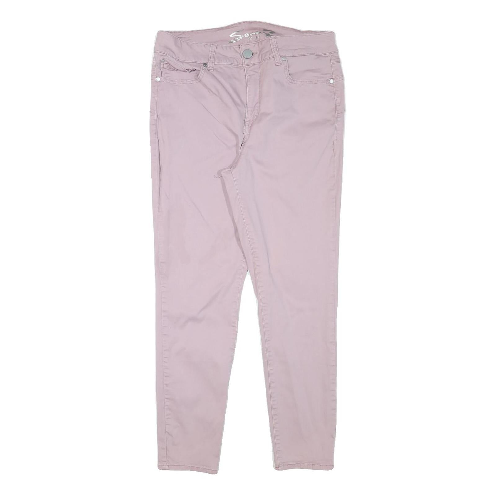 SEVEN7 Womens Cotton Blend Pink Slim Skinny Trousers W32 L28 Stylish Comfort