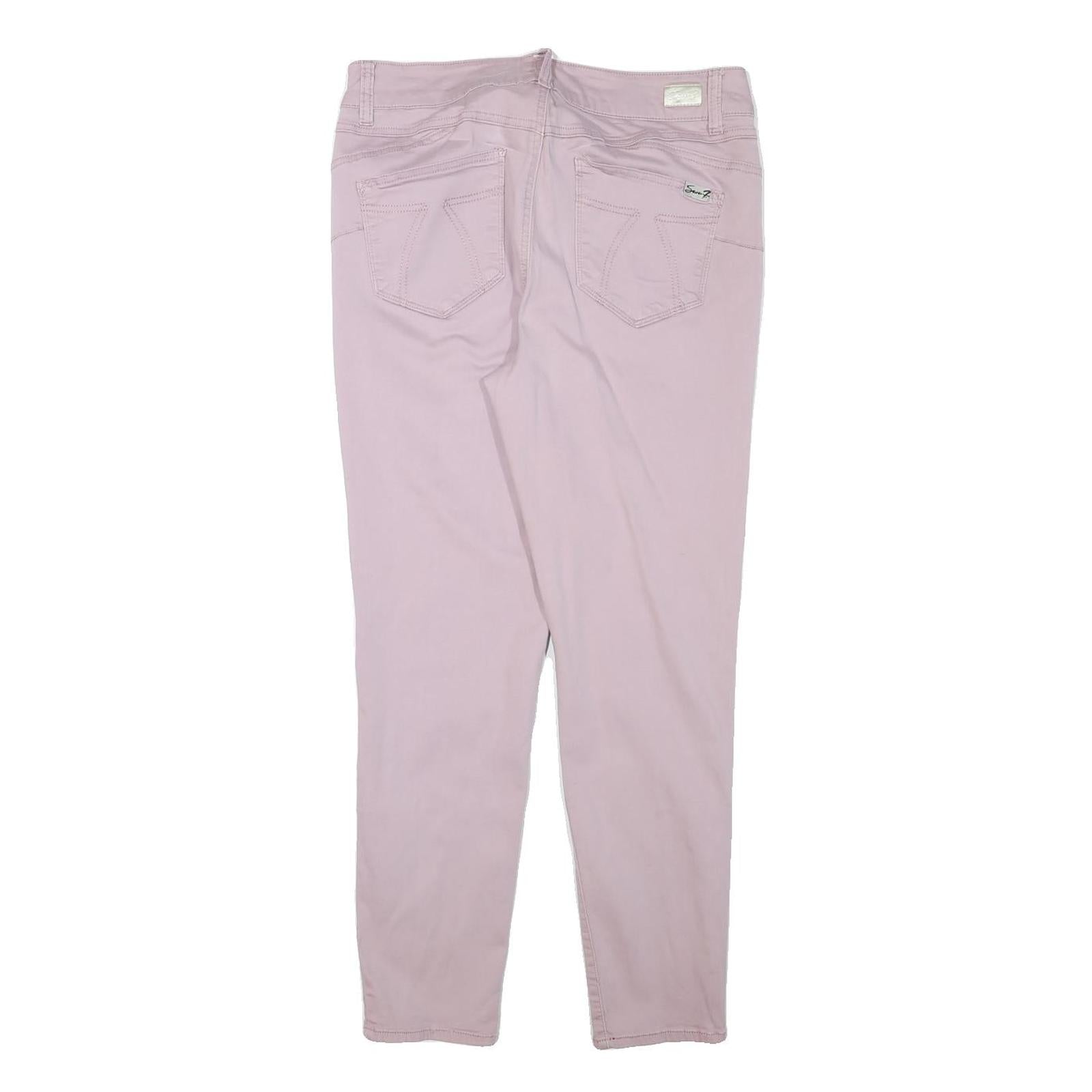 SEVEN7 Womens Cotton Blend Pink Slim Skinny Trousers W32 L28 Stylish Comfort