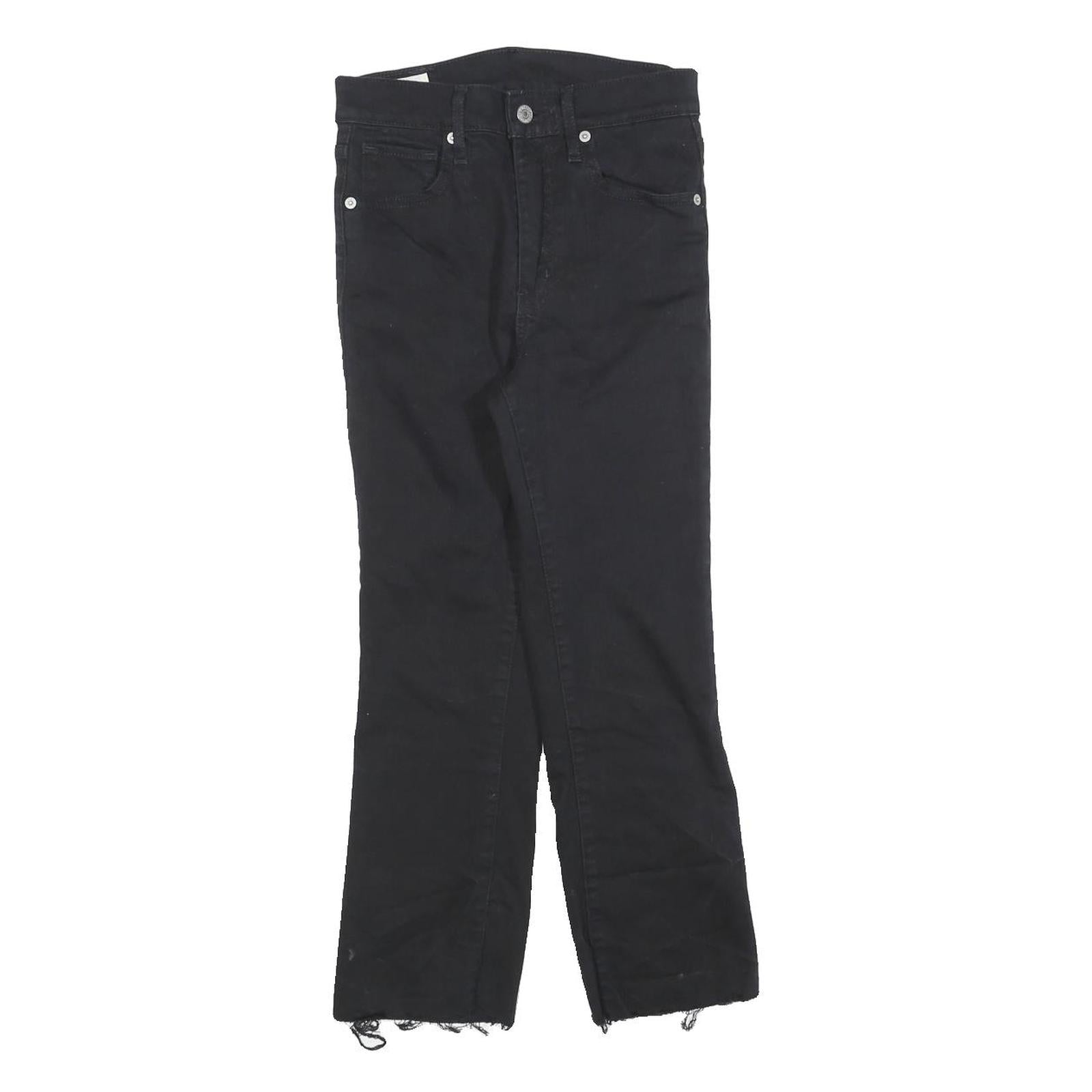 LEVI'S Womens Black Regular Straight Denim Raw Hem W25 L22 Classic Jeans