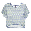 RAINBOW Mesh Womens Printed Top Blue 3/4 Sleeve Fair Isle L